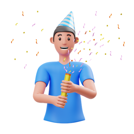 Free Boy Exploding Party Popper  3D Illustration