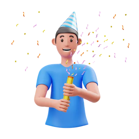 Free Boy Exploding Party Popper  3D Illustration