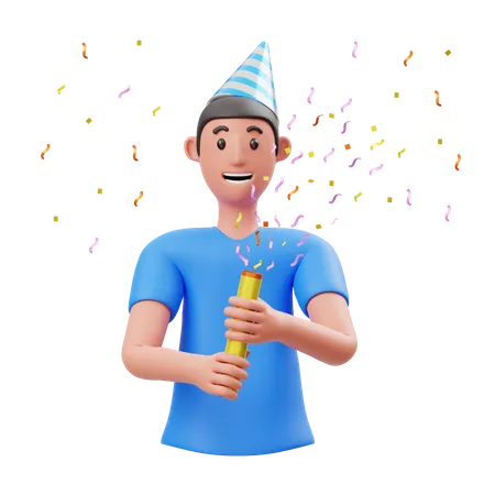 Free Boy Exploding Party Popper  3D Illustration
