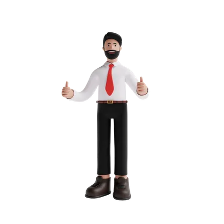 Free Business person showing Thumbs Up hand gesture 3D Illustration