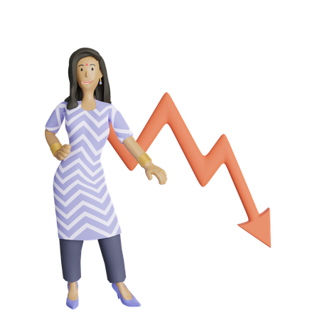 Free Business woman got loss in business  3D Illustration