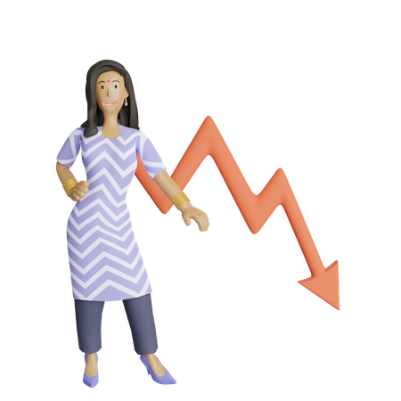 Free Business woman got loss in business 3D Illustration