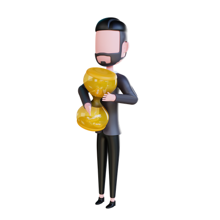 Free Businessman doing time management  3D Icon