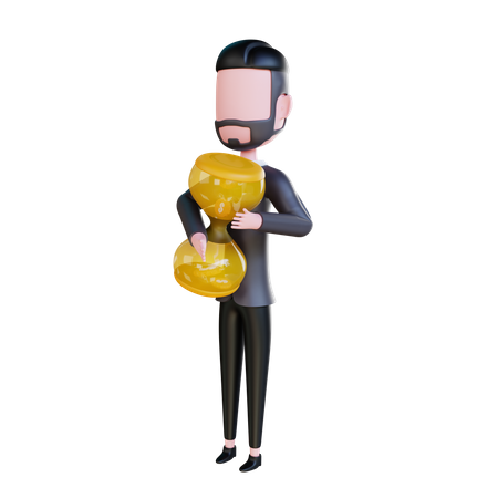 Free Businessman doing time management  3D Illustration