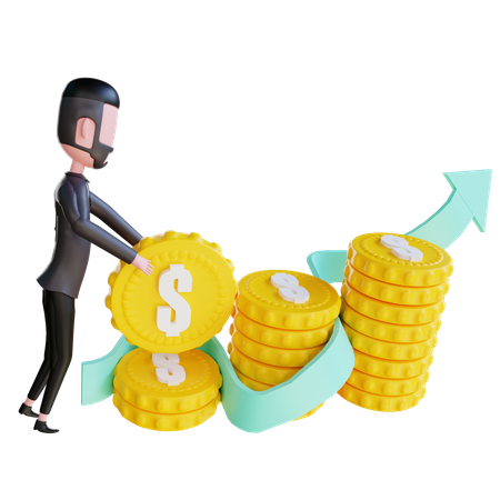 Free Businessman growing investment  3D Illustration