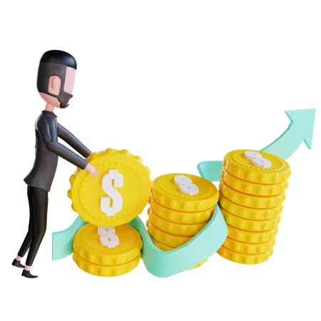 Free Businessman growing investment  3D Illustration