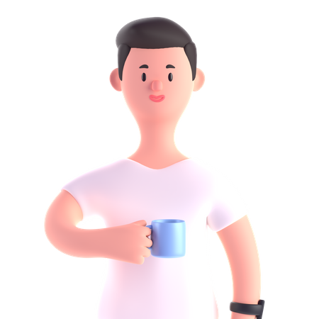 Free Businessman holding cup 3D Illustration