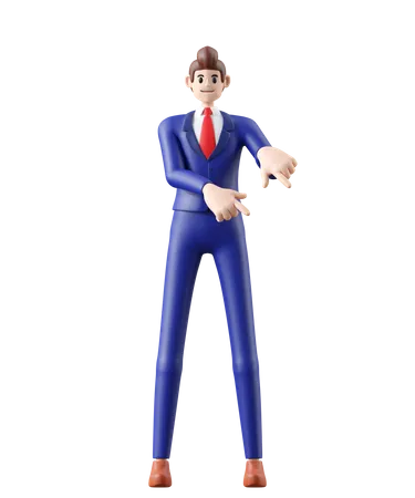 Free Businessman pointing something  3D Illustration