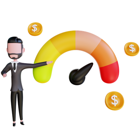 Free Businessman showing high financial risk 3D Icon