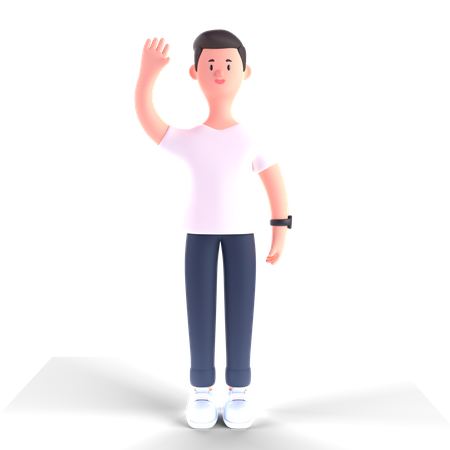 Free Businessman waiving hand  3D Illustration