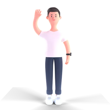 Free Businessman waiving hand  3D Illustration