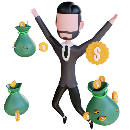 Free Businessman with huge investment profit  3D Icon