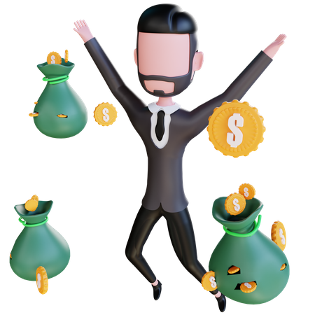 Free Businessman with huge investment profit  3D Illustration