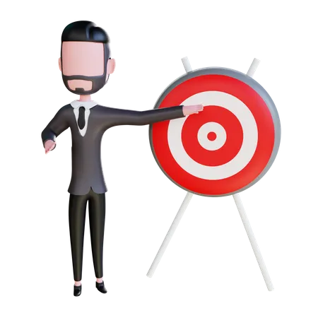 Free Businessman with target  3D Illustration