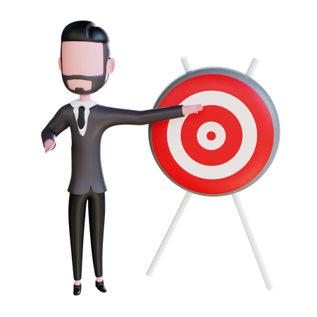 Free Businessman with target  3D Illustration