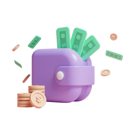 Free Cash Wallet  3D Icon