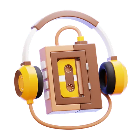 Free 헤드폰이 있는 카세트 플레이어  3D Icon