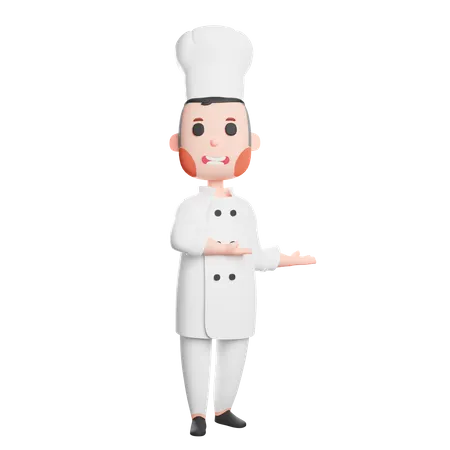 Free Cheerful chef gesturing with his hands  3D Illustration