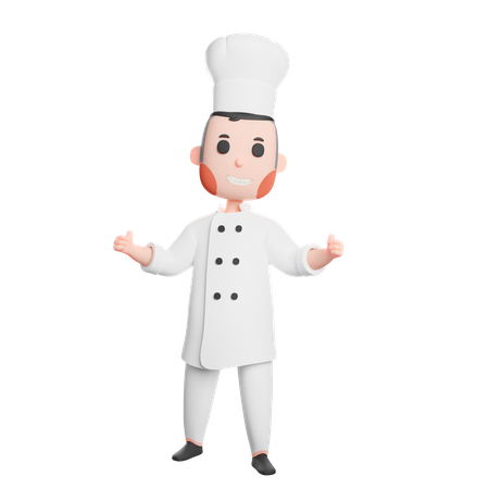 Free Cheerful chef in uniform showing thumb up  3D Illustration
