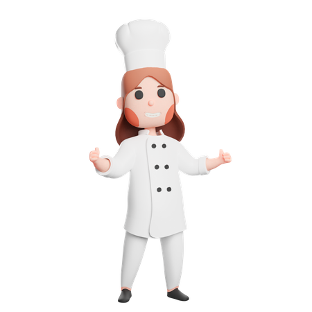 Free Chef alegre de uniforme aparecendo o polegar  3D Icon