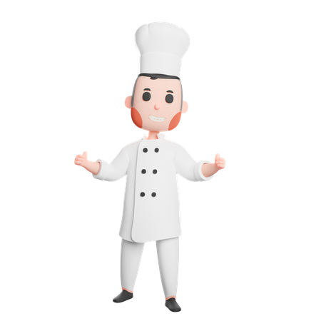 Free Chef alegre en uniforme mostrando el pulgar hacia arriba  3D Icon