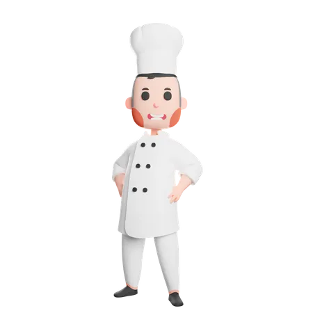 Free Chef em pé com as mãos nos bolsos  3D Illustration