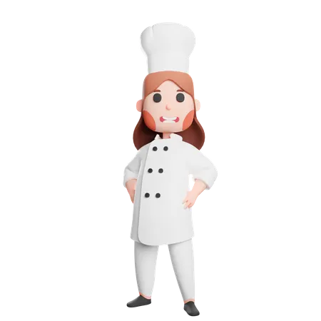 Free Chef em pé com as mãos nos bolsos  3D Illustration