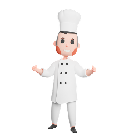 Free Chef joyeux en uniforme montrant le pouce vers le haut  3D Icon