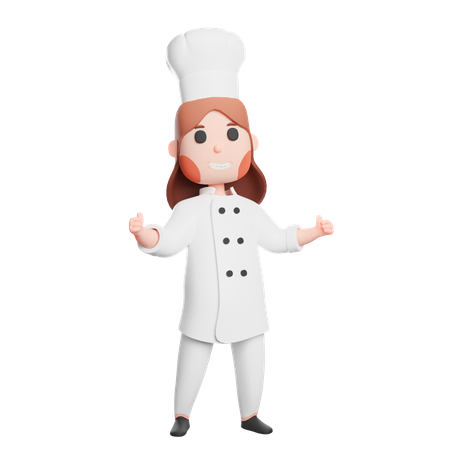 Free Chef joyeux en uniforme montrant le pouce vers le haut  3D Icon