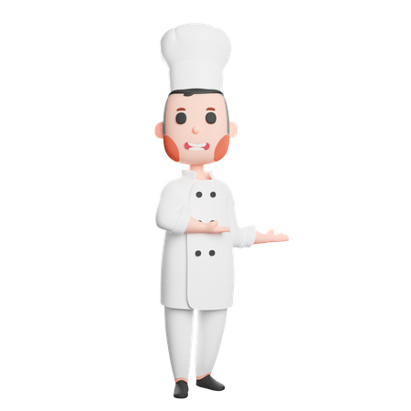 Free Chef joyeux gesticulant avec ses mains  3D Icon