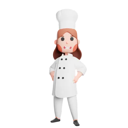 Free Chef standing with his hands in pockets  3D Illustration