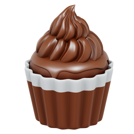 Free Chocolate Cupcake  3D Icon