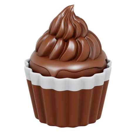 Free Chocolate Cupcake  3D Icon