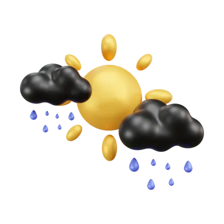 Free Cloudy Rain  3D Icon
