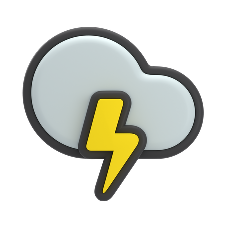 Free Cloudy Thunder  3D Icon