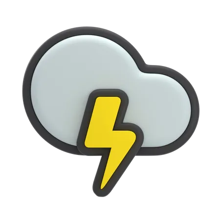 Free Cloudy Thunder  3D Icon