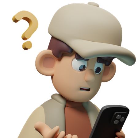 Free Confundido con el personaje de expresión telefónica  3D Icon