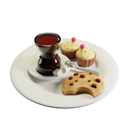 Free Copo de chá turco e biscoitos  3D Icon
