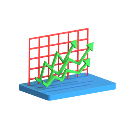 Free Crecimiento del gráfico de líneas  3D Icon