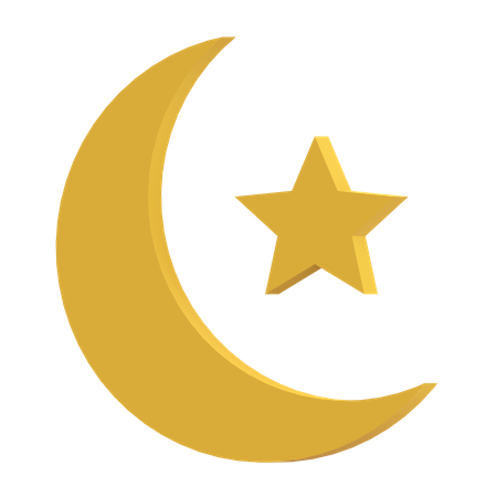 Free Crescent moon and star  3D Icon