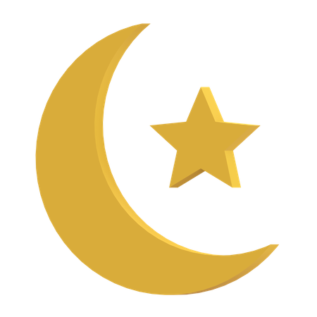 Free Crescent moon and star  3D Illustration