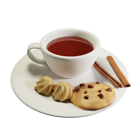 Free Cup Of Tea And Cookies  3D Icon