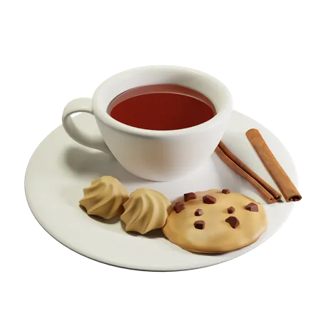 Free Cup Of Tea And Cookies  3D Icon