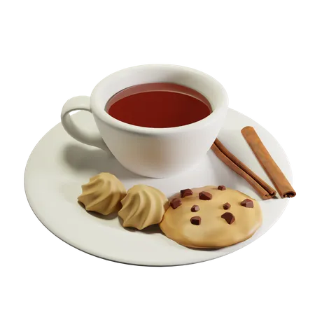 Free Cup Of Tea And Cookies 3D Icon