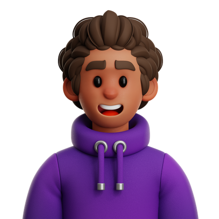 Free Curly Hair Man  3D Icon