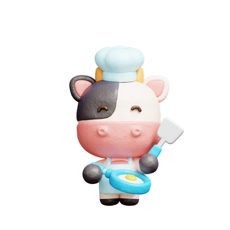Free Cute Cow Cooking  3D Icon