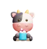 Cute Cow Drinking Coffee