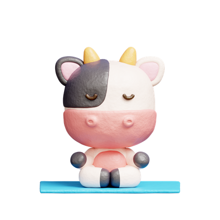 Free Cute Cow Meditation Yoga  3D Icon