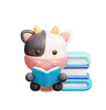 Cute Cow Reading A Book