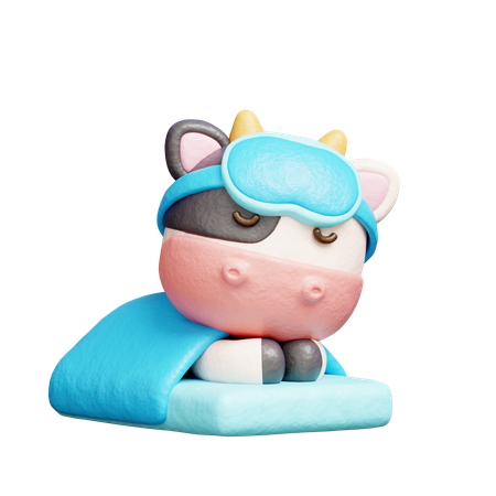 Free Cute Cow Sleeping  3D Icon
